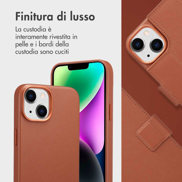 Accezz Cover in pelle 2 in 1 con MagSafe Apple iPhone 14 - Sienna Brown