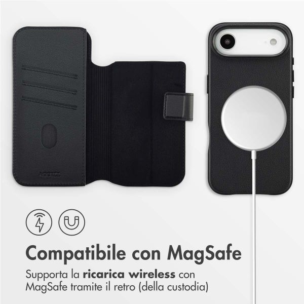 Accezz Cover in pelle 2 in 1 con MagSafe Apple iPhone Air - Onyx Black