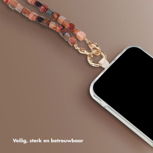 Selencia Cover trasparente con ganci rimovibili + cinturino da polso con pietre naturali Apple iPhone 14 - Earth Tones