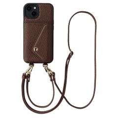 Selencia Cover per telefono Sera con cordino e portacarte a busta Apple iPhone 14 / 13 - Chocolate Brown