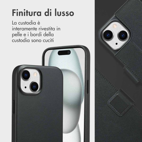 Accezz Cover in pelle 2 in 1 con MagSafe Apple iPhone 15 - Onyx Black