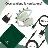 imoshion Cuffie Bluetooth Kids Dino - Cuffie per bambini con limitatore di decibel - Cuffie wireless + cavo AUX - Brown / Orange