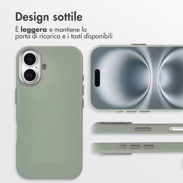 Accezz Cover in Pelle con MagSafe Apple iPhone 16 - Light Grey