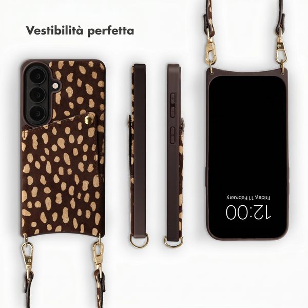 Selencia Nova cover posteriore in vera pelle con portacarte Samsung Galaxy S25 - Fawn Chic