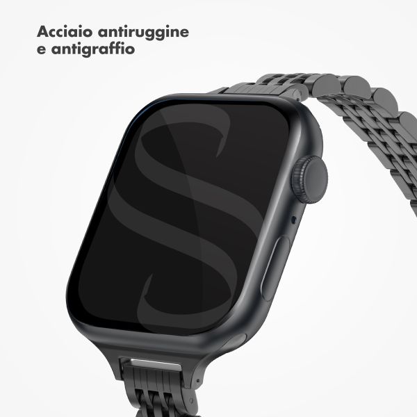 Selencia Cinturino sottile in acciaio ispirato a Jubilee Apple Watch | 38/40/41/42 mm - Nero
