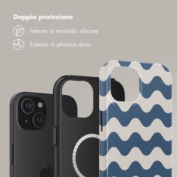 Selencia Cover posteriore Vivid con MagSafe Apple iPhone 15 - Wave Vibes Classic Blue