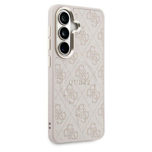 Guess Cover Posteriore 4G Leather con MagSafe Samsung Galaxy S26 - Gold Edge - Pink