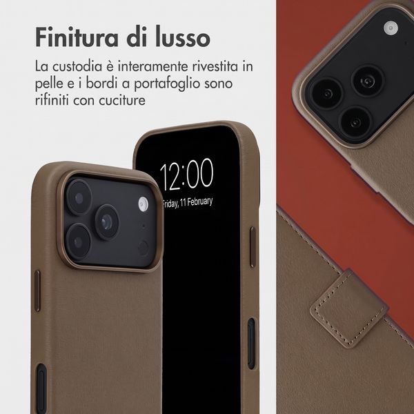Accezz Cover in pelle 2 in 1 con MagSafe Apple iPhone 18 Pro / 17 Pro - Marrone caffè