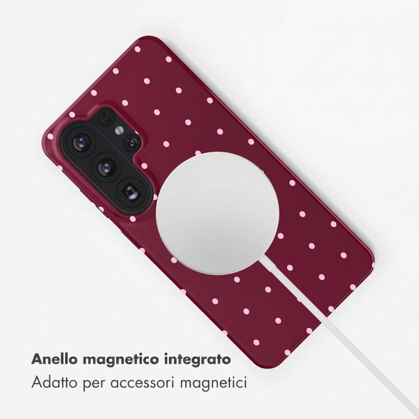 Selencia Cover posteriore Vivid con MagSafe Samsung Galaxy S26 Ultra - Happy Dots Burgundy