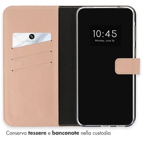 Selencia Cover a libro in vera pelle Samsung Galaxy A57 (5G) - Rosa chiaro