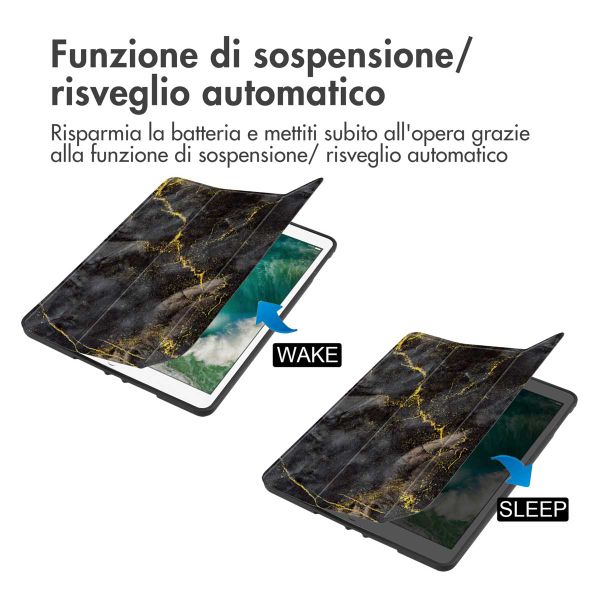 imoshion Cover Trifold Design Apple iPad 6 (2018) 9.7 pollici / iPad 5 (2017) 9.7 pollici / Air 2 (2014)/Air 1 (2013) - Black Marble