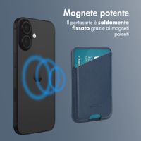 Accezz Portacarte in pelle magnetico - Compatibile con Apple Find My - Nightfall Blue