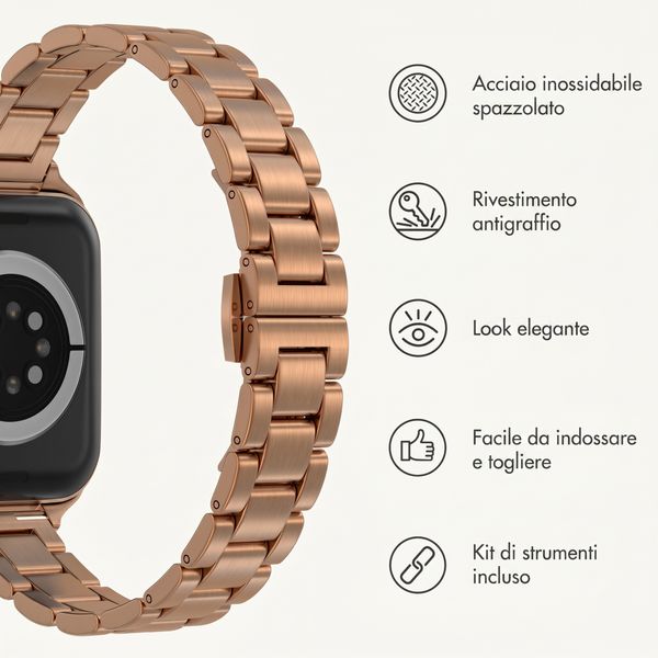 Selencia Cinturino sottile in acciaio a maglie Apple Watch | 38/40/41/42 mm - Oro rosa