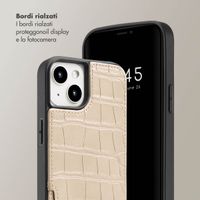 Selencia Cover per telefono Nova Croco con cordino e portacarte Apple iPhone 13 - Beige