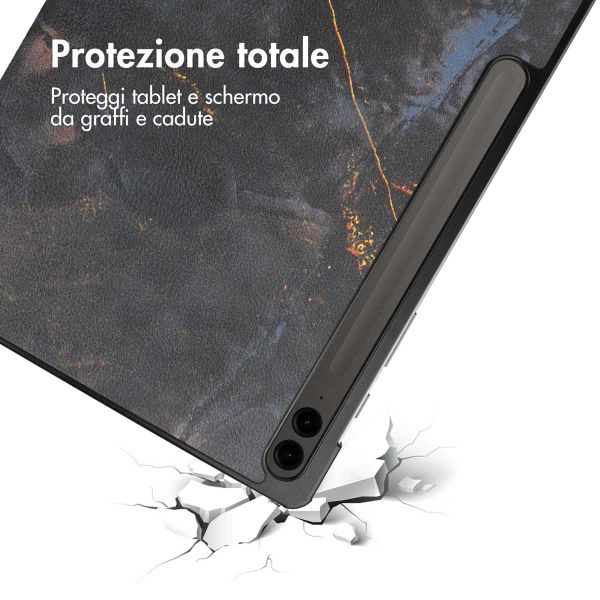 imoshion Cover Trifold Design Samsung Galaxy Tab S10 Plus / Tab S9 FE Plus / Tab S9 Plus - Black Marble