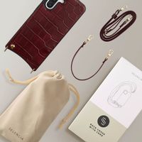 Selencia Cover per telefono Nova Croco con cordino e portacarte Samsung Galaxy A36 - Burgundy