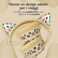 imoshion Special Edition - Cuffie wireless per bambini LED Light Cat Ear - Limitatore di Decibel - Con cavo AUX - Leopardo