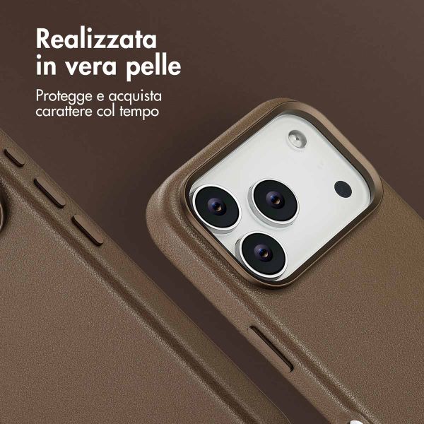 Accezz Cover in Pelle con MagSafe Apple iPhone 17 Pro - Marrone caffè