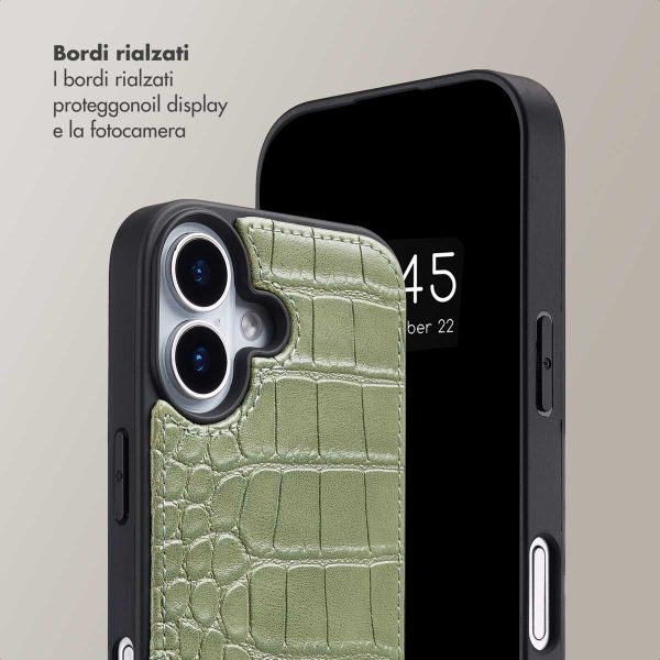 Selencia Cover per telefono Nova Croco con cordino e portacarte Apple iPhone 17 - Sage Green