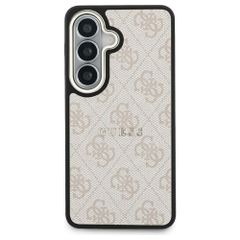 Guess Cover Posteriore 4G Leather con MagSafe Samsung Galaxy S26 - Gold Edge - Pink