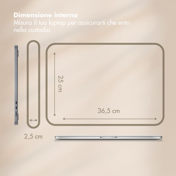 Selencia Cover per laptop in velluto a coste 15-16 pollici - Laptopsleeve - Beige