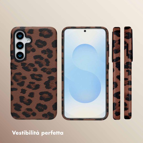 Selencia Cover Sabi Stampa pantera con MagSafe Samsung Galaxy S25 - Mocha Brown