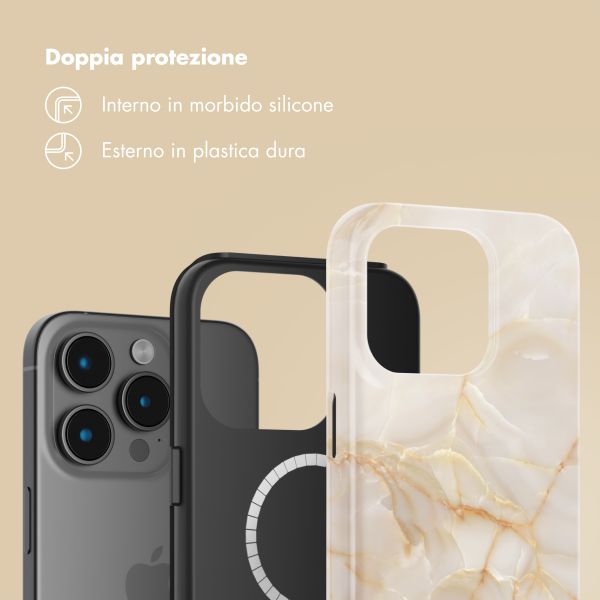 Selencia Cover posteriore Vivid con MagSafe Apple iPhone 15 Pro - Golden Beige Marble
