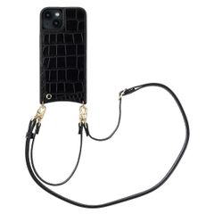 Selencia Cover per telefono Nova Croco con cordino e portacarte Apple iPhone 14 / 13 - Nero