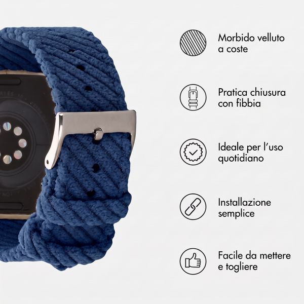 imoshion Cinturino in velluto a coste Apple Watch | 38/40/41/42 mm - Blu scuro