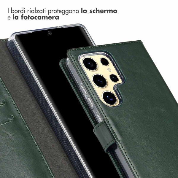 Selencia Cover a libro in vera pelle Samsung Galaxy S25 Ultra - Verde