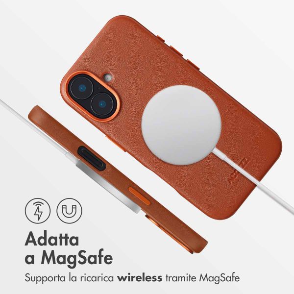 Accezz Cover in Pelle con MagSafe Apple iPhone 16 - Sienna Brown