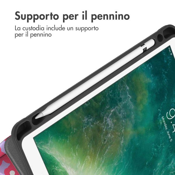 imoshion Cover Trifold Design Apple iPad 6 (2018) 9.7 pollici / iPad 5 (2017) 9.7 pollici / Air 2 (2014)/Air 1 (2013) - Dusty Rose Blossom