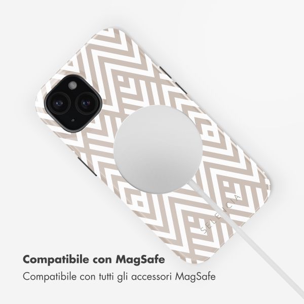 Selencia Cover posteriore Vivid con MagSafe Apple iPhone 15 - Beige Zigzag