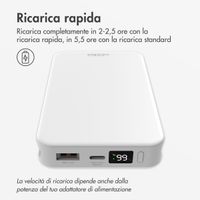 Accezz Powerbank da 10.000 mAh con cavi integrati – Quick Charge e Power Delivery – Bianco