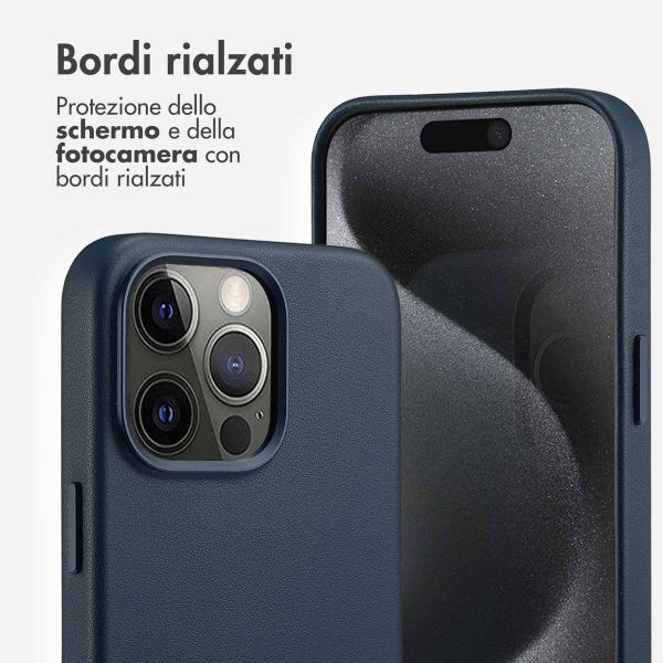 Accezz Cover in Pelle con MagSafe Apple iPhone 15 Pro Max - Nightfall Blue