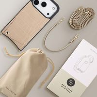 Selencia Cover per telefono Nova Croco con cordino e portacarte Apple iPhone 17 Pro - Beige