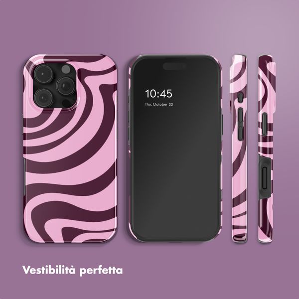 Selencia Cover posteriore Vivid con MagSafe Apple iPhone 16 Pro - Wavy Swirl Pink Plum
