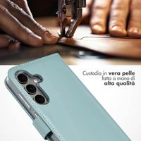 Selencia Cover a libro in vera pelle Samsung Galaxy S25 Plus - Air Blue