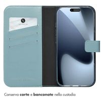 Selencia Cover a libro in vera pelle Apple iPhone 17 Pro - Air Blue