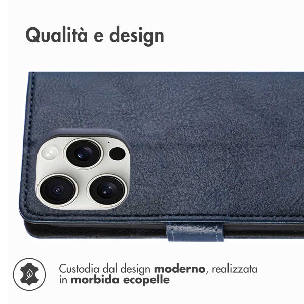 imoshion Cover a libro di Lusso Apple iPhone 16 Pro - Blu scuro