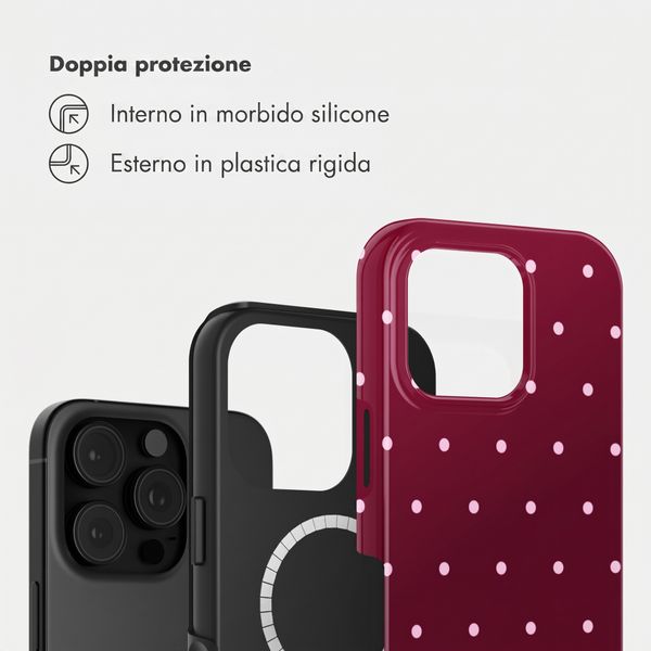 Selencia Cover posteriore Vivid con MagSafe Apple iPhone 16 Pro - Happy Dots Burgundy