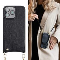 Selencia Cover per telefono Nova con cordino e portacarte Apple iPhone 16 Pro Max - Nero