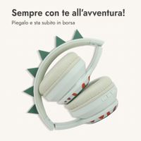 imoshion Cuffie Bluetooth Kids Dino - Cuffie per bambini con limitatore di decibel - Cuffie wireless + cavo AUX - Brown / Orange