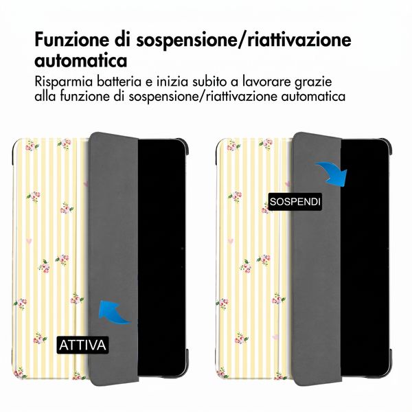 imoshion Cover Trifold Design Samsung Galaxy Tab S9 11.0 pollici / S10 Lite / S10 FE / S9 FE 10.9 pollici - Garden Stripes