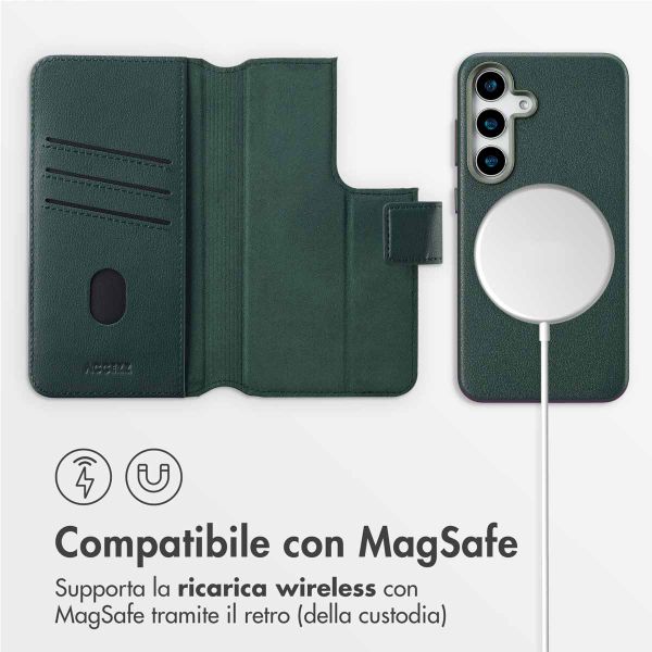 Accezz Cover in pelle 2 in 1 con MagSafe Samsung Galaxy S25 - Cedar Green