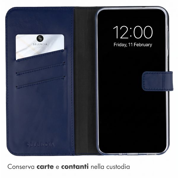 Selencia Cover a libro in vera pelle Samsung Galaxy A27 (5G) - Blu scuro
