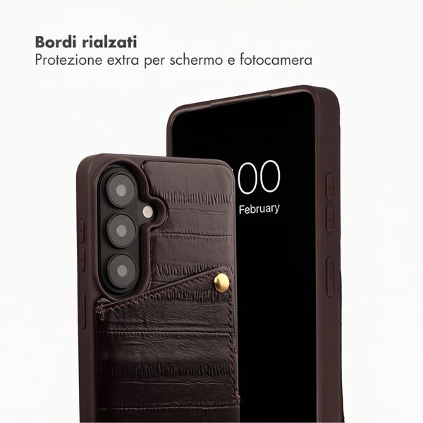 Selencia Nova cover posteriore in vera pelle con portacarte Samsung Galaxy S26 - Dark Chocolate