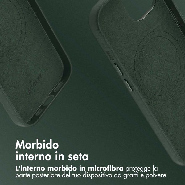 Accezz Cover in Pelle con MagSafe Apple iPhone 15 - Cedar Green