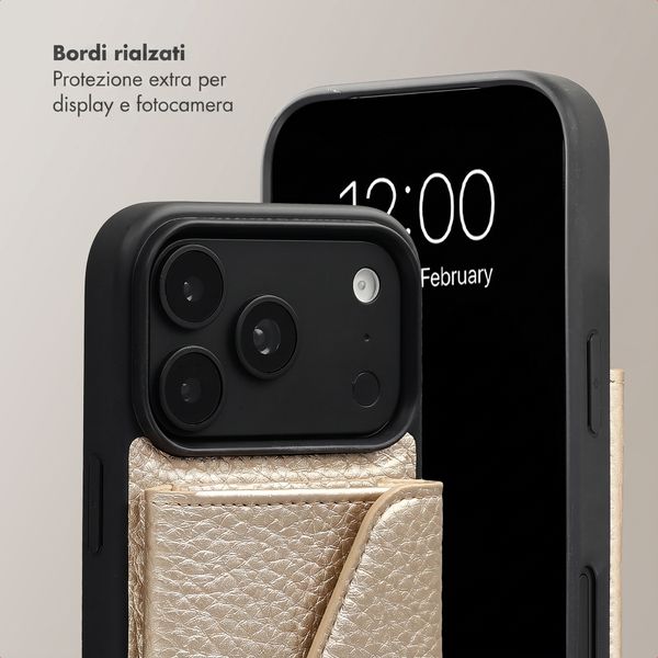Selencia Cover per telefono Sera con cordino e portacarte a busta Apple iPhone 18 Pro Max / 17 Pro Max - Champagne
