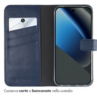 Selencia Cover a libro in vera pelle Google Pixel 10a - Blu scuro